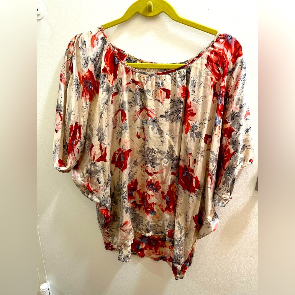 CAbi satin floral blouse